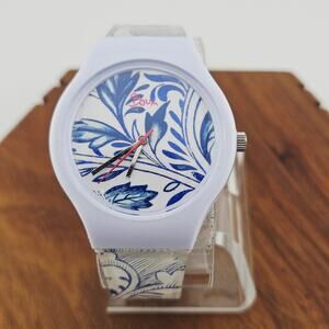 Boum Women's Blue & White Floral Paisley Watch Bohemian Artsy Colorful Bold